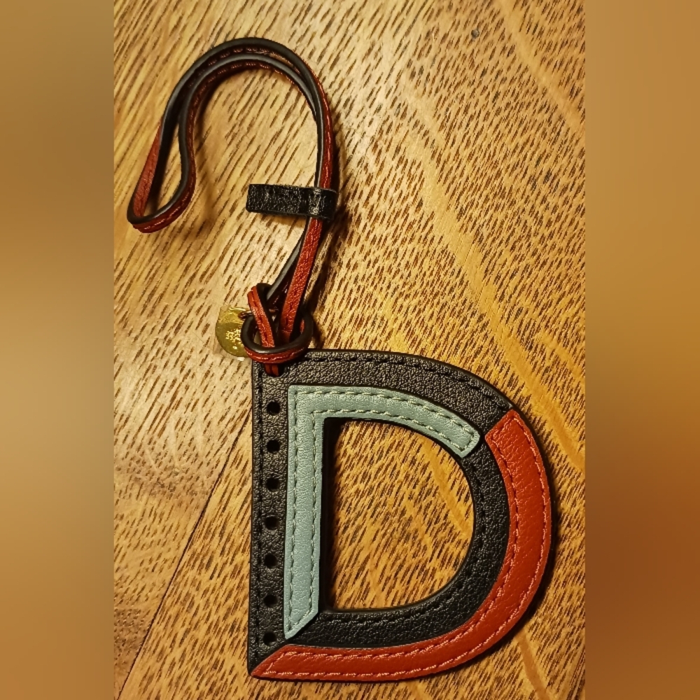 Mulberry bag charm initial D leather